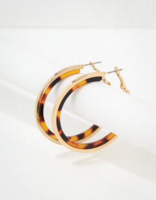 American Eagle AEO Gold + Tortoise Hoop Earring — фото 2