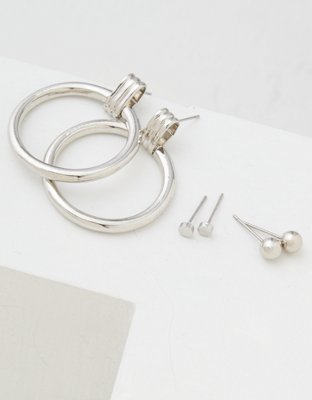 AEO Silver Doorknocker Earrings 3-Pack