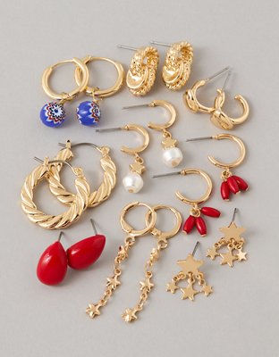 Rouge AE, White & Blue Earring 9-Pack