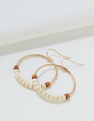 American Eagle AEO Gold Wood Hoop Earring — фото 2