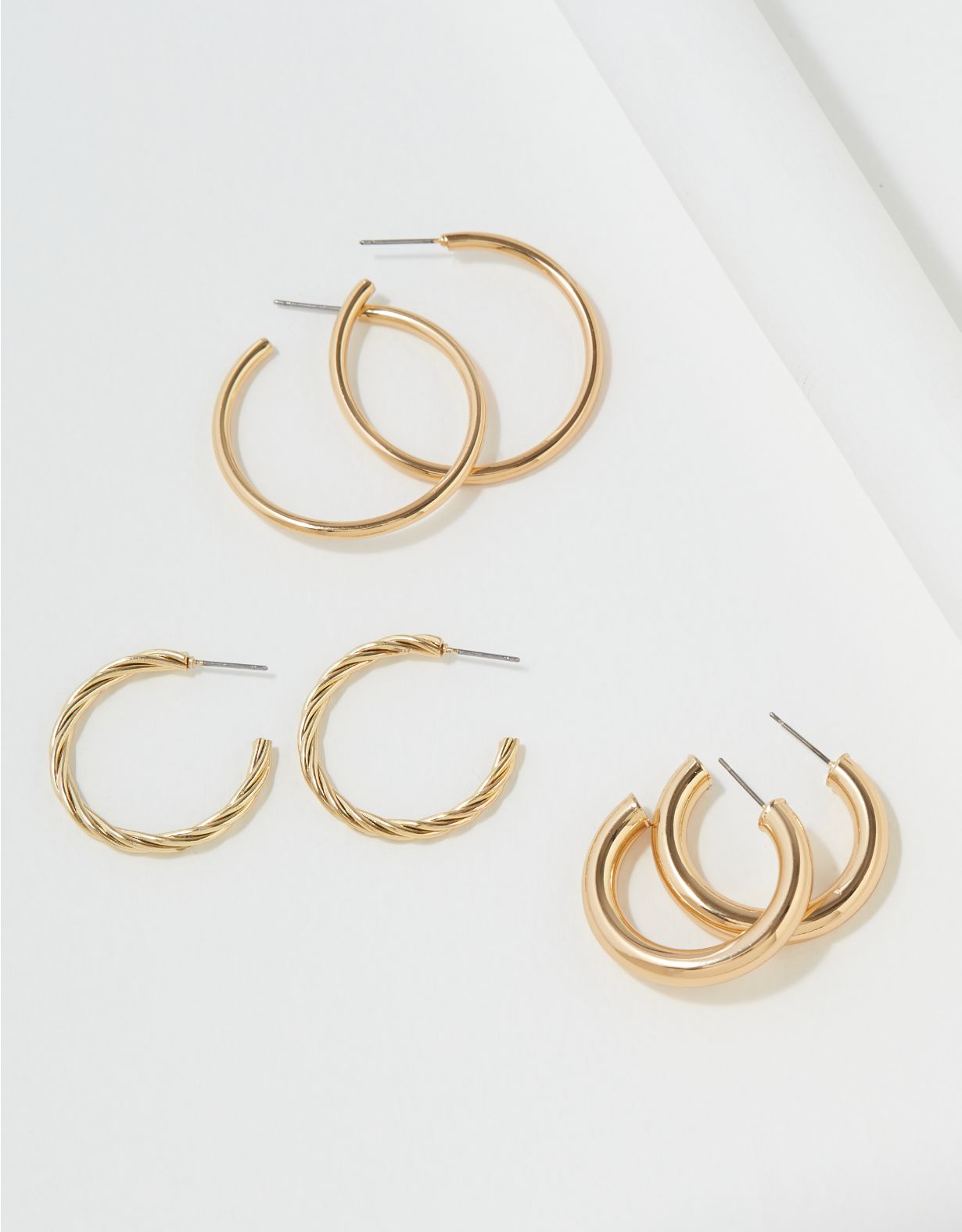 AEO Gold Hoop Earrings 3-Pack