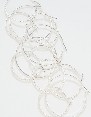 American Eagle AEO Silver Hoop Earrings 6-Pack — фото 2