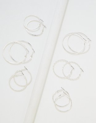 AEO Silver Hoop Earrings 6-Pack