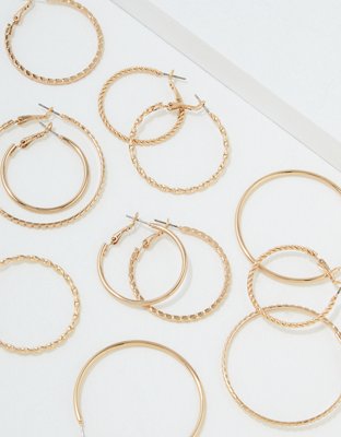 American Eagle AEO Gold Hoop Earrings 6-Pack — фото 2