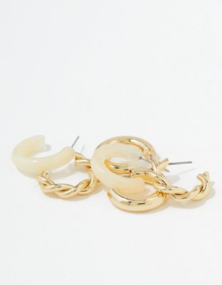 American Eagle AEO Resin + Gold Twist Hoop Earring — фото 2