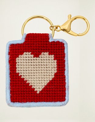 Lucky Feather Big Heart Needlepoint Keychain Kit
