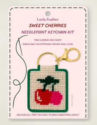 Lucky Feather Sweet Cherries Needlepoint Keychain Kit