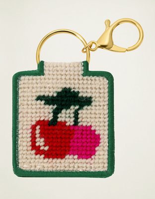 Lucky Feather Sweet Cherries Needlepoint Keychain Kit