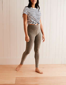 Aerie Chill High Waisted Track Legging, Olive Fun
