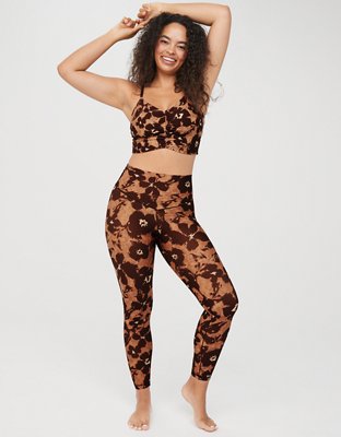 Aerie Offline XS Brown Goals High Waisted Rise Leopard Mesh 7/8