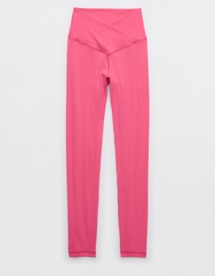 aerie, Pants & Jumpsuits, Aerie Offline Hirise Crossover Real Me 78  Leggings Solar Pink Medium Nwt