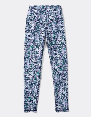 Aerie blue floral printed high waisted leggings large  High waisted  leggings, Floral prints, Patterned leggings