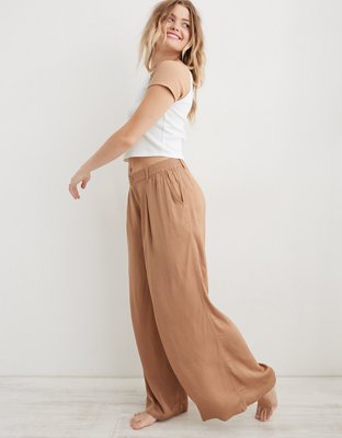 Aerie High Waisted Shine Wide Leg Pant