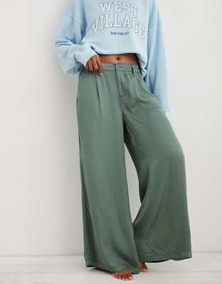 Aerie Pool-To-Party Linen Blend High Waisted Trouser