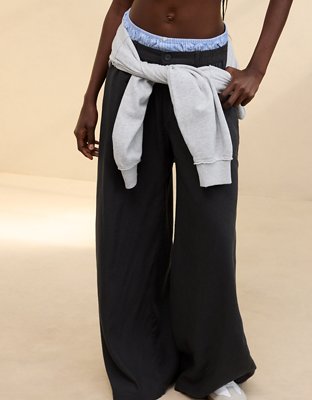 Aerie Linen Blend High Waisted Trouser