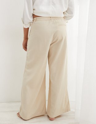 Aerie Linen Blend High Waisted Trouser