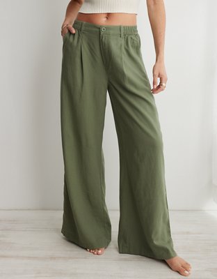 Aerie Pool-To-Party Linen Blend High Waisted Trouser