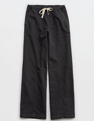 Low-rise white waffle pants