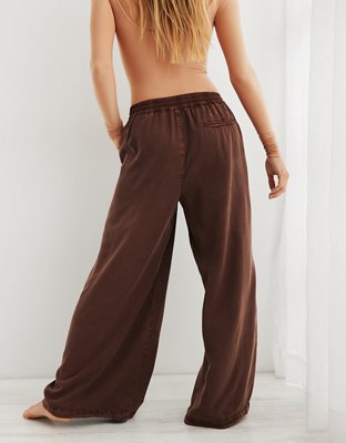 Aerie High Waisted Twill Wide Leg Pant