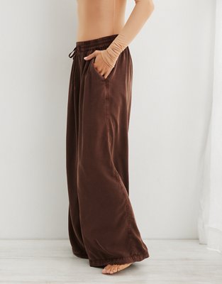 Aerie High Waisted Twill Wide Leg Pant