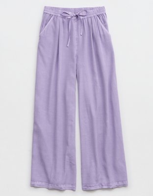 Wide-leg Twill Pants - Light purple - Ladies