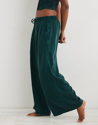 Stretch Twill Cropped Wide Leg Pant, Women's High Waist Casual