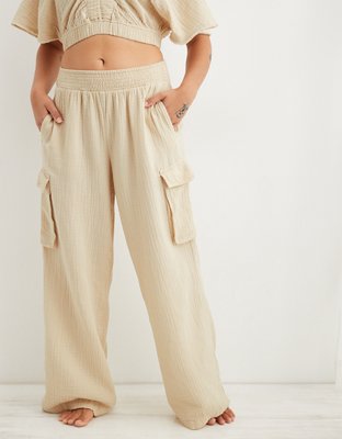 Arie Ribbed Cashmere Blend Pant in Camel