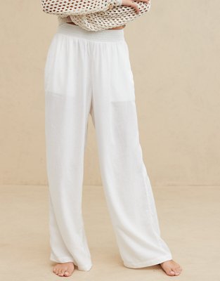 Aerie High Waisted Linen Blend Pant