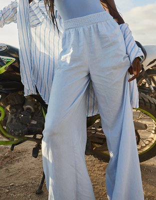 Aerie High Waisted Linen Blend Pant