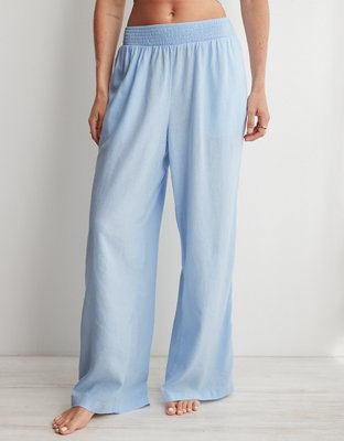 High waist Linen Pants - Lou Light Blue MADLADY