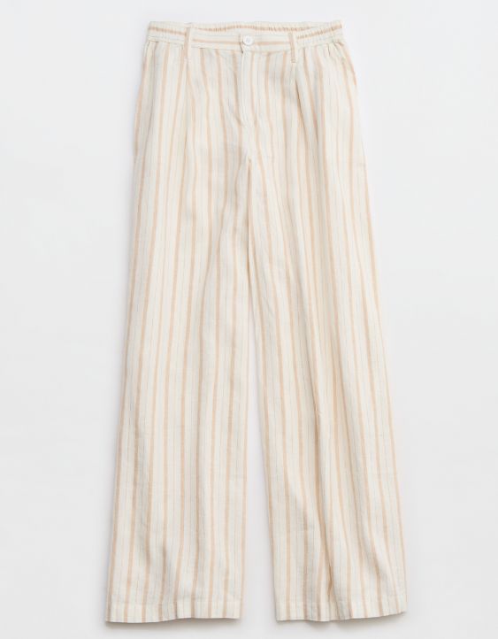 Aerie Pool-To-Party Linen Blend High Waisted Trouser