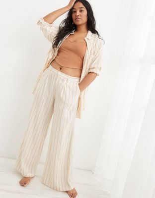 Pantalon à taille haute en mélange de lin Aerie