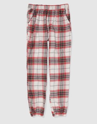 Merry Makers Men's Flannel Plaid Pajama Pants in Red and White