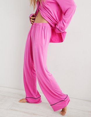 Women's Velvet Lounge Pajama Pants With Slit - Colsie™ Pink Xl : Target