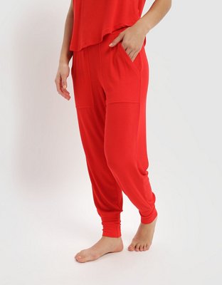 Aerie Real Soft® Jogger en punto elástico con cintura con pliegue