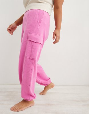 aerie, Pants & Jumpsuits, Aerie Pull On Stretchy Flowy High Rise Pocket  Jogger Pants Pink Dot Size Small