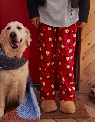 American Eagle Womens Winter Dogs Thermal Pajama Pants, Red, Large 