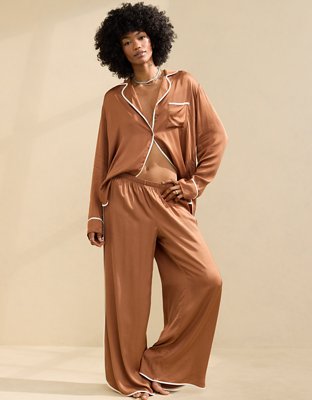Женские брюки Aerie Off-Duty Satin Piping Trouser PJ — фото 2
