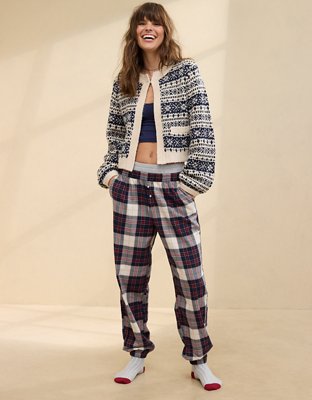 Flannel jogger pajama set sale