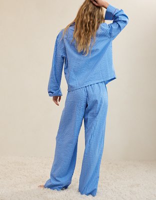 OVERSLEPT by Aerie Seersucker Trouser Pant