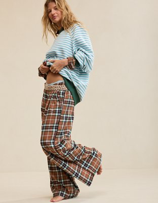 Aerie Checked Out Flannel Wide Leg Pant