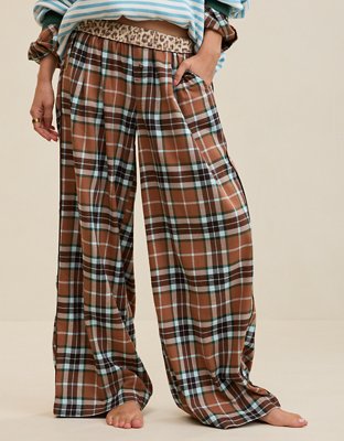 Aerie Checked Out Flannel Wide Leg Pant
