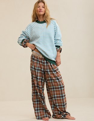 Aerie Checked Out Flannel Wide Leg Pant