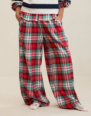Aerie Checked Out Flannel Wide Leg Pant
