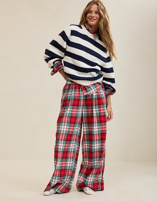 Aerie Checked Out Flannel Wide Leg Pant