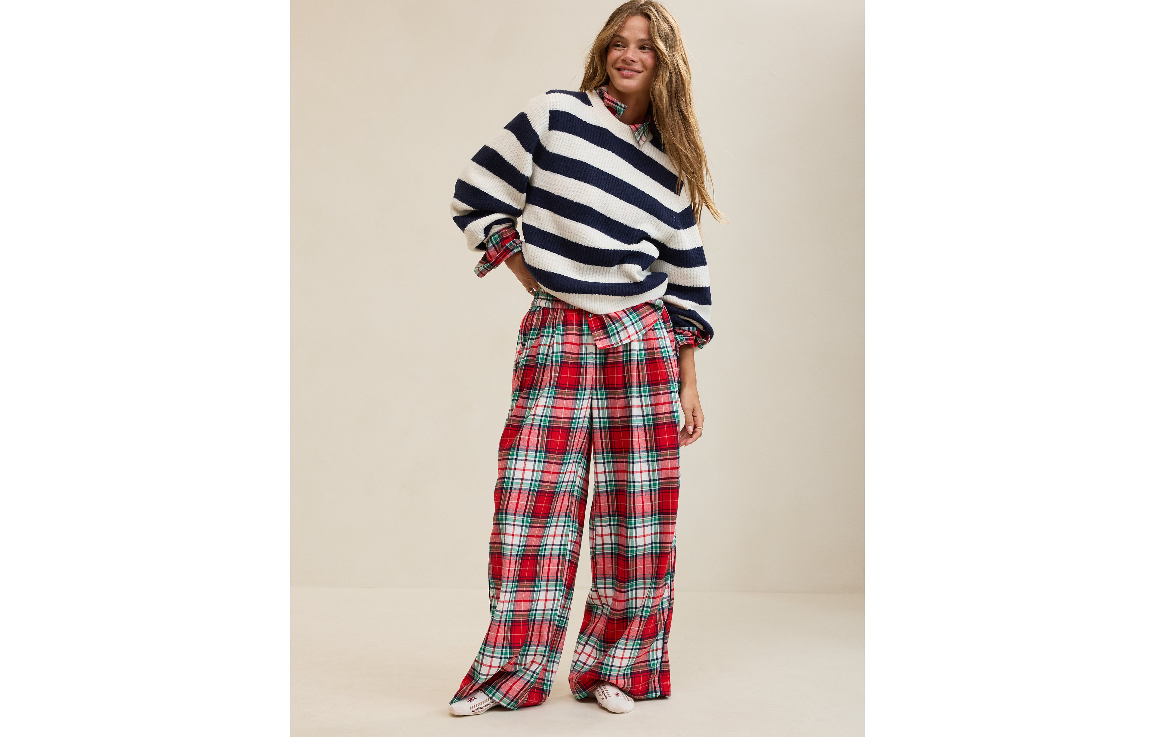Aerie Checked Out Flannel Wide Leg Pant