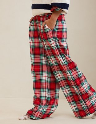 Aerie Checked Out Flannel Wide Leg Pant