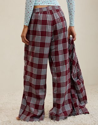 Aerie Checked Out Flannel Wide Leg Pant