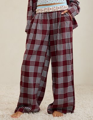 Aerie Checked Out Flannel Wide Leg Pant