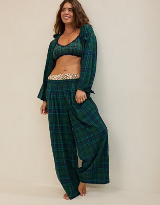 Aerie Checked Out Flannel Wide Leg Pant